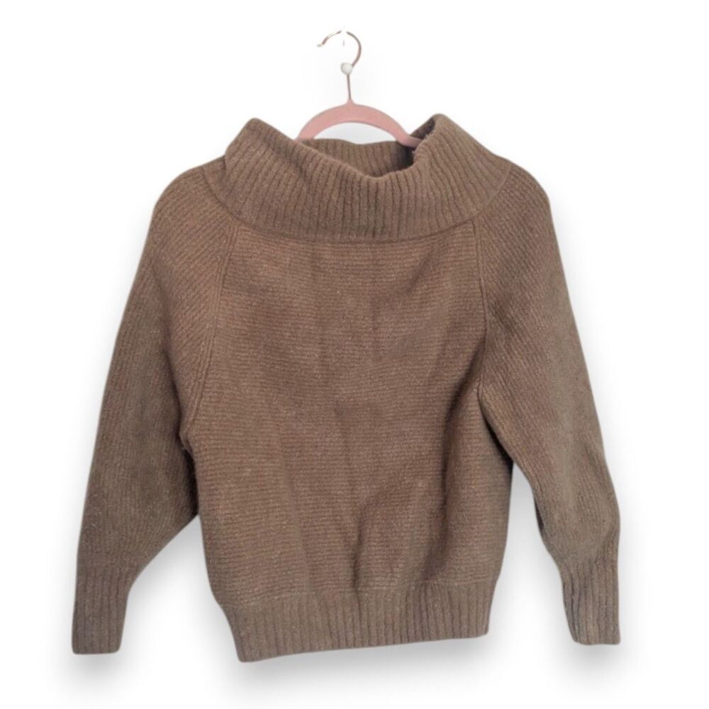 Sally Lapointe Cashmere and Silk Chunky Turtleneck Tan Sweater Size Small